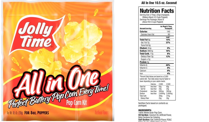 Jolly Time All-in-One Popcorn Kernel, Oil & Salt Portion Kits, 10.5 Ounce, for 8 Ounce Poppers (Pack of 36)