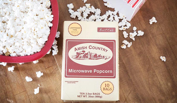Amish Country Popcorn Microwave Ladyfinger Butter - Old Fashioned Microwave Popcorn - All Natural, Gluten Free, and Non GMO (10 Bags)- with Recipe Guide and 1 Year Freshness Guarantee