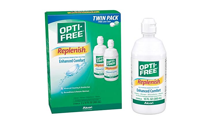 Opti-Free Replenish Multi-Purpose Disinfecting Solution with Lens Case, Twin Pack, 10-Ounces Each