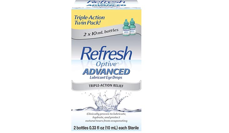 Refresh Optive Advanced Lubricant Eye Drops, 2 Bottles 0.33 fl oz (10mL) each Sterile (20mL)