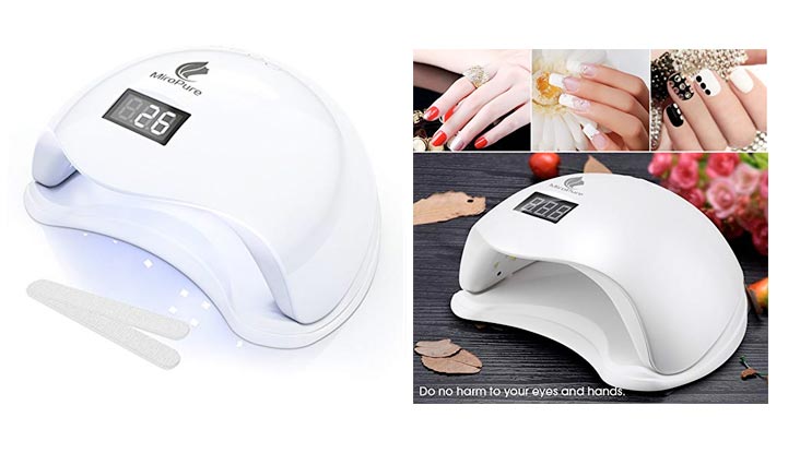 36W UV LED Nail Lamp with 4 Timer Setting and 2 Nail Files