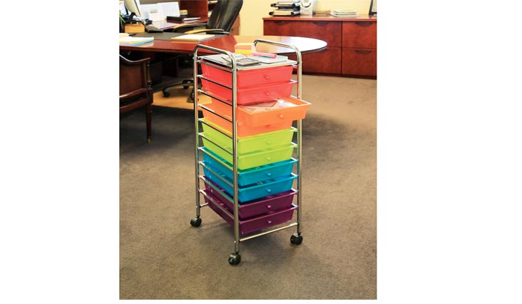 10-Drawer Organizer Cart (Service Carts), Pearlescent Multi-Color