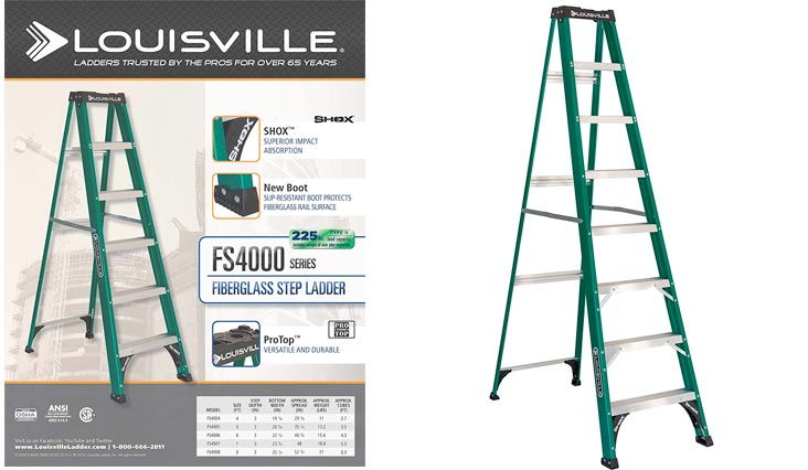 Louisville Ladder FS4008, Fiberglass Step Ladder, 225-Pound Capacity, 8-Foot