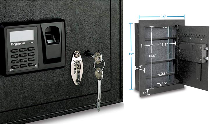 Viking Security Safe VS-52BLX Biometric Fingerprint Hidden Wall Safe