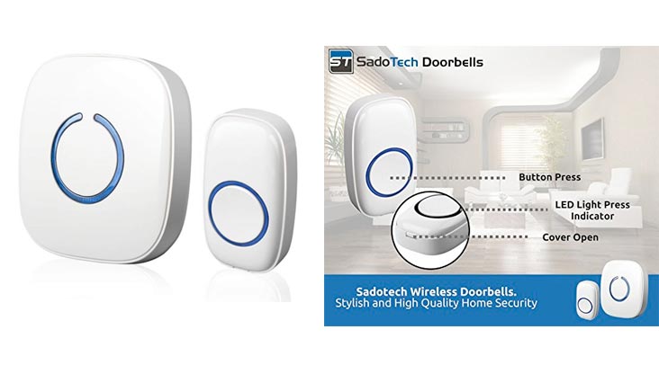 Model C Wireless Doorbell Operating at over 500-feet Range with Over 50 Chimes, No Batteries Required for Receiver, (White)