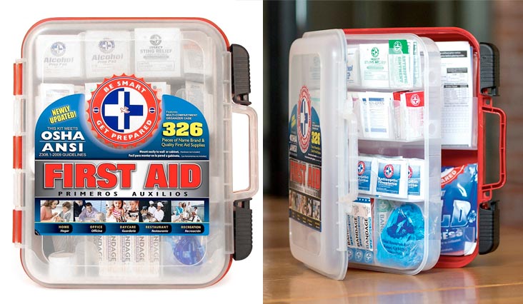 First Aid Kit Hard Red Case 326 Pieces Exceeds OSHA and ANSI Guidelines 100 People - Office, Home, Car, School, Emergency, Survival, Camping, Hunting, and Sports