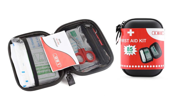 Compact First Aid Kit - Hard Shell Case for Hiking, Camping, Travel, Car - 85 Pieces