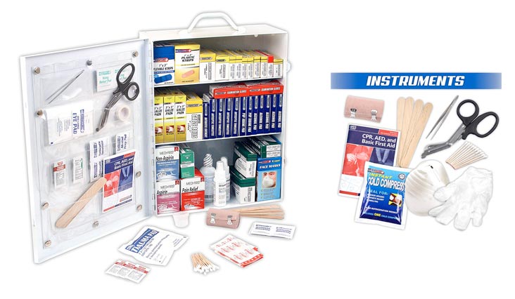 3 Shelf ANSI/OSHA Compliant All Purpose First Aid Kit or Cabinet, Wall Mountable, 800 Pieces