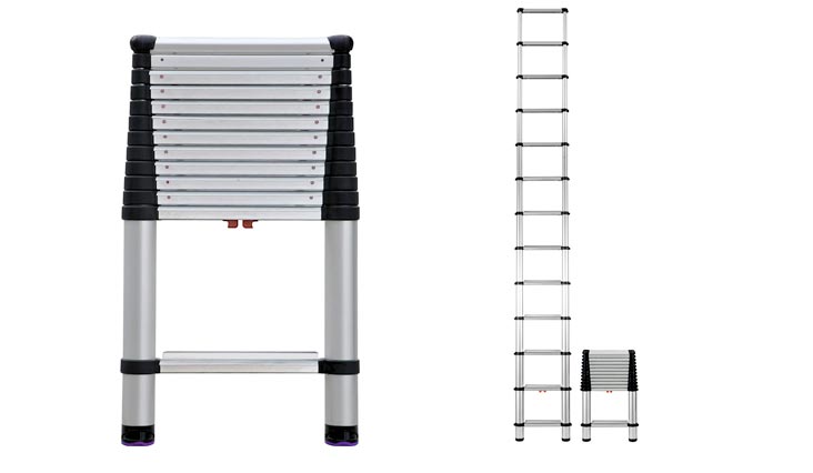 Compliant 16 ft Reach Professional Wide Step Telescoping Extension Ladder