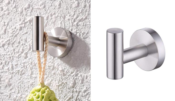 Stainless Steel Coat Hook Single Towel/Robe Clothes Hook for Bath Kitchen Garage Heavy Duty Contemporary Hotel Style Wall Mounted, Brushed Finish