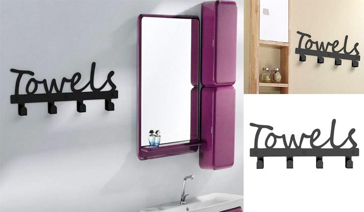 Wall-Mounted 4 Hook Wall Towel Rack Originality Clothing Hooks