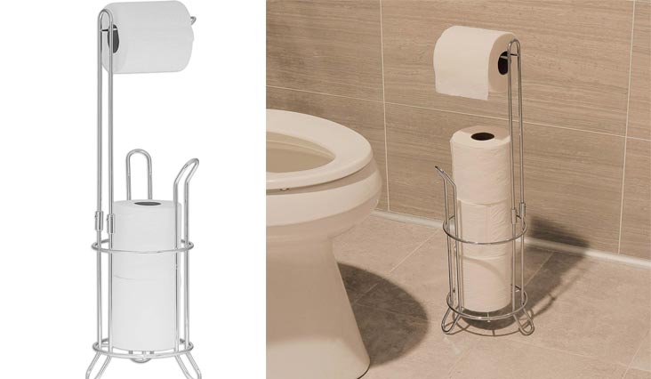 Bathroom Toilet Tissue Paper Roll Storage Holder Stand, Chrome Finish
