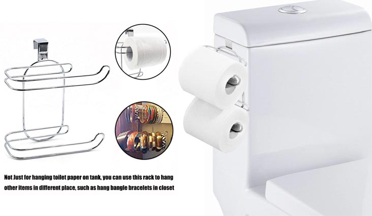 Over The Tank 2 Roll Toilet Bath Tissue Holder, Chrome Finish