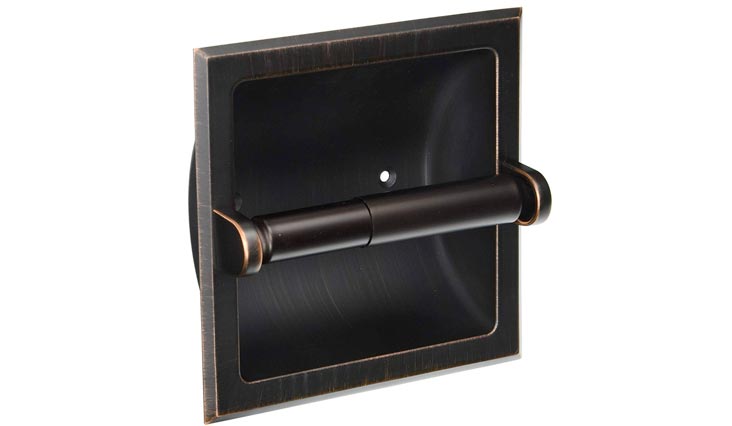 Oil Rubbed Bronze Recessed Toilet / Tissue Paper Holder All Metal Contruction - Mounting Bracket Included