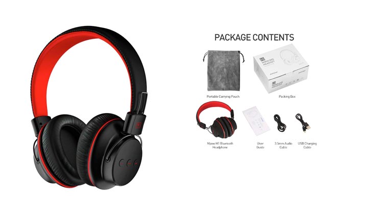 Mpow H1 Bluetooth Headphones Over Ear Lightweight, Comfortable for Long-time Wearing, Hi-Fi Stereo Wireless Headphones, Foldable Headset w/Built-in Mic and Wired Mode for PC/Cell Phones
