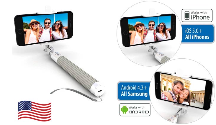 Premium 5-in-1 Bluetooth Selfie Stick (Powered by USA Technology) For iPhone X, 8, 7, 6 & 5, Samsung Galaxy S9, S8, S7, S6, S5 - Takes Perfect Selfies, HD Photos & Videos