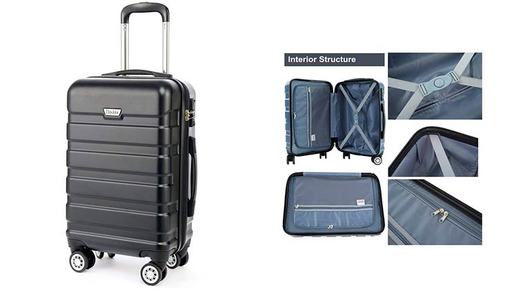 AmazonBasics Hardside Spinner Luggage - 20-Inch, Navy Blue