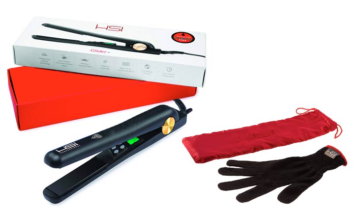 HSI Professional Digital Ceramic Tourmaline Ionic Flat Iron Hair Straightener with Glove, Pouch and Argan Oil Treatment