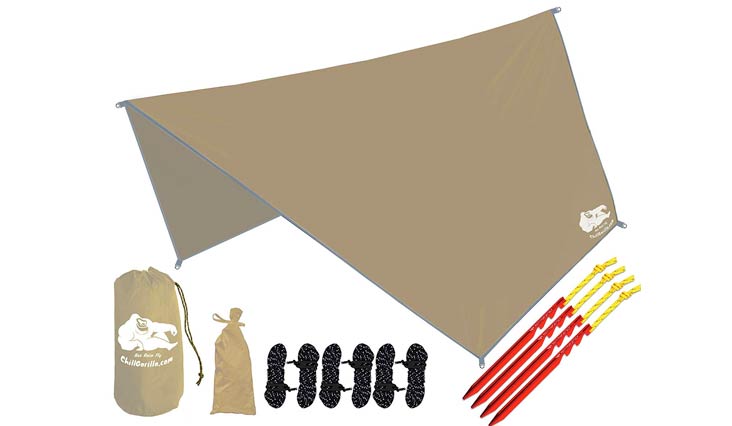 Chill Gorilla Hex Hammock Rain Fly Tent Tarp Waterproof Camping Shelter. Essential Survival Gear. Stakes Included. Lightweight. Easy to setup. Camp Accessories. MULTIPLE COLORS