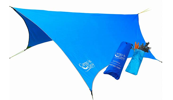 Waterproof Rip Resistant Camping Tarp For Any weather. Perfect Tent cover Or Hammock Rain Fly. Use For Shelter Or Sunshade. Ultralight And Portable Nylon Fabric. Great For Hiking, Backpacking & Travel
