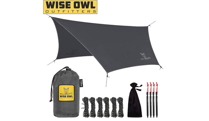 Wise Owl Outfitters Hammock Rain Fly Tent Tarp – The WiseFly Premium 11 x 9 ft Large Hex Waterproof Ripstop Nylon Camping Shelter Canopy Rainfly – Lightweight Camp Gear Accessories - 5 Colors