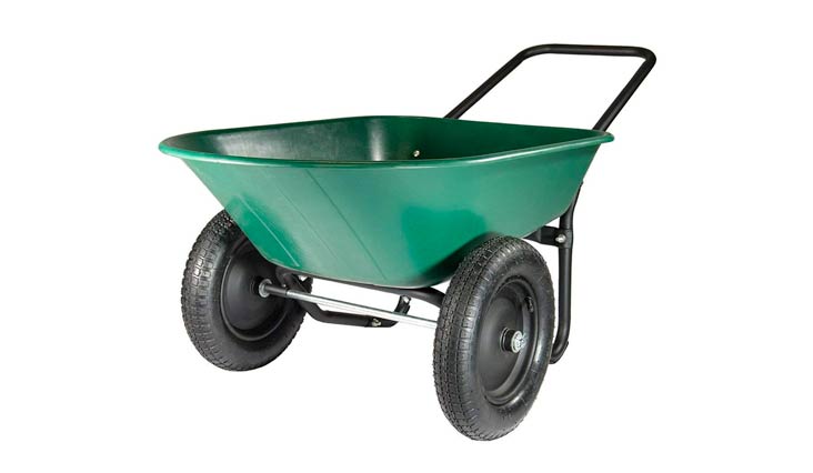 Marathon Yard Rover – 2 Tire Wheelbarrow Garden Cart - Green/Black