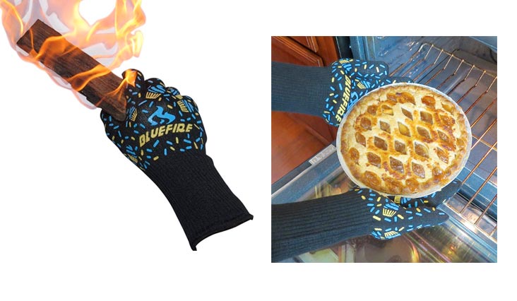 BlueFire Pro Oven Gloves, BBQ Gloves – Grilling Big Green Egg & Fireplace Accessories