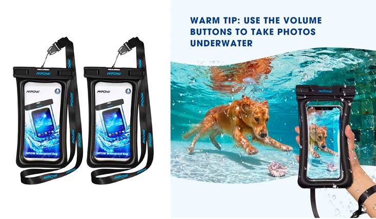 Mpow Waterproof Phone Pouch Floating, IPX8 Universal Waterproof Case Underwater Dry Bag Compatible iPhone X/8/8plus/7/7plus/6s/6/6s Plus Galaxy s9/s8 Google Pixel HTC up to 6.0" (Black)