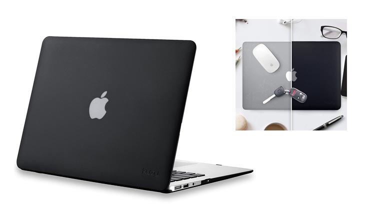 Kuzy - AIR 13-inch BLACK Rubberized Hard Case for MacBook Air 13.3" (A1466 & A1369) (NEWEST VERSION) Shell Cover - BLACK