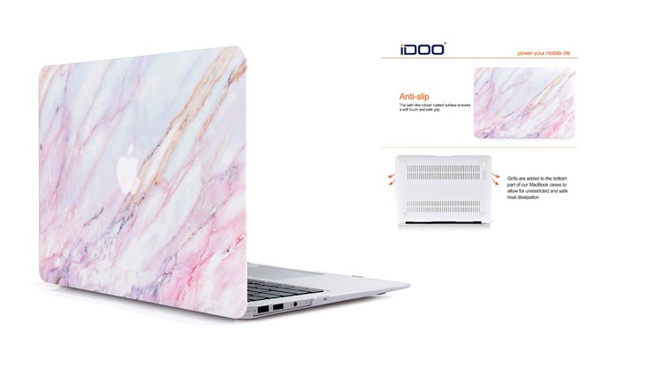 iDOO Soft Touch Hard Plastic Matte Case for MacBook Air 13 inch Model A1369 and A1466 - Pink Marble