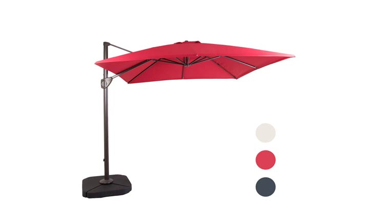 DOMI OUTDOOR LIVING 11-Feet Aluminum Cantilever Umbrella Outdooor Patio Tilt & Crank Round Umbrella with Cross Base,Grey