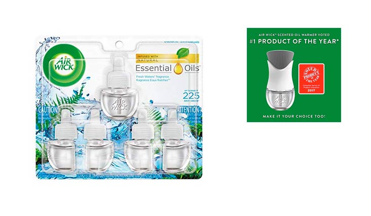 Air Wick Scented Oil 5 Refills, Fresh Waters, (5X0.67oz), Air Freshener