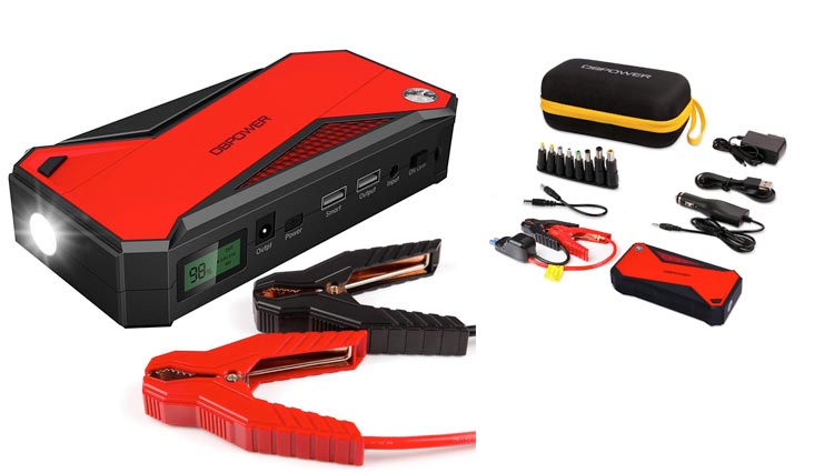 DBPOWER 600A 18000mAh Portable Car Jump Starter (up to 6.5L Gas, 5.2L Diesel Engine) Battery Booster and Phone Charger with Smart Charging Port (Black/Red)