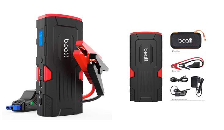 Beatit BT-D11 800A Peak 18000mAh 12V Portable Car Jump Starter (up to 7.5L Gas Or 5.5L Diesel) with Smart Jumper Cables Auto Battery Booster Power Pack