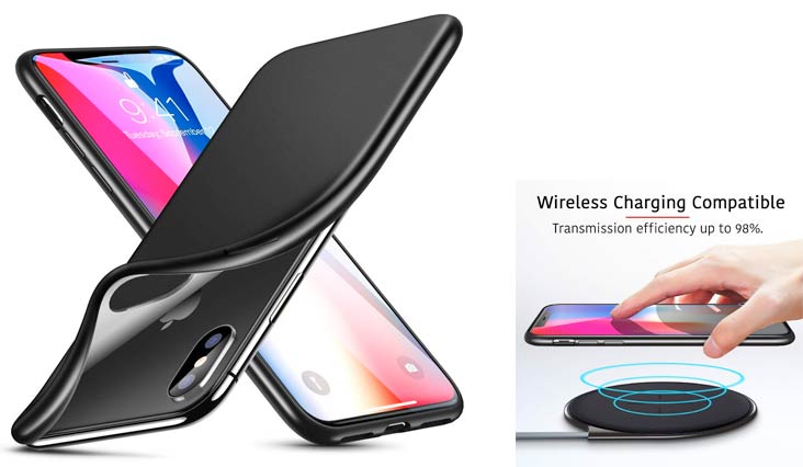 ESR Case for iPhone X, Slim Solid Soft TPU Cover [Support Wireless Charging] for iPhone X/iPhone 10 5.8 inch (Solid Black)