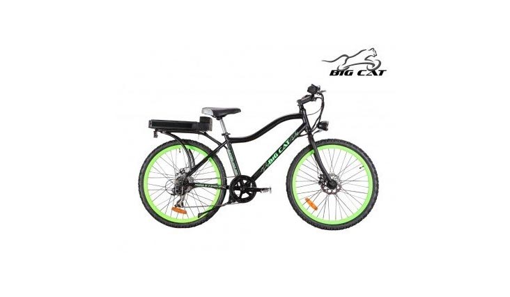 Big Cat Electric Bikes Ghost Rider Bicycle, 26-Inch/One Size, Green Wheels