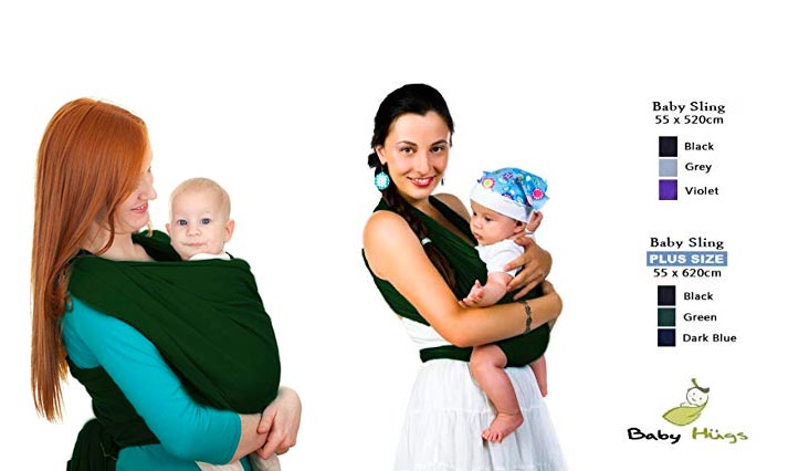 Baby Wrap Best Fit for Plus Size Parents, Baby Wrap,Gentle Cotton Baby Carrier Best For Infant & Babies, 1 month up to 2 years of age - 40 inches Longer (Green)