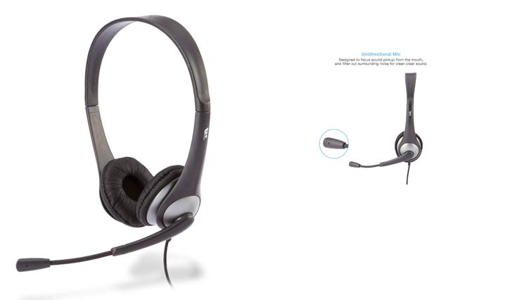 Cyber Acoustics Stereo Headset, headphone with microphone, great for K12 School Classroom and Education (AC-201)