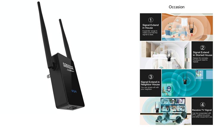 Reidabu MSRM US750 Long WiFi Range Extender 360 degree Full coverage High power 750Mbps Dual Band Range Extender