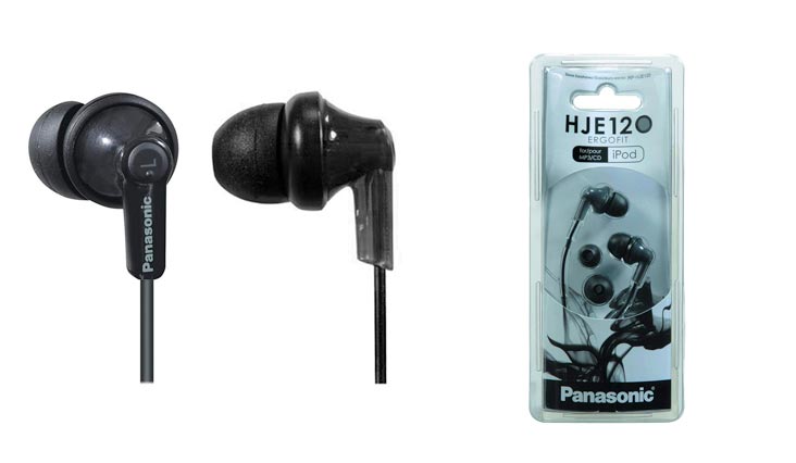 Panasonic ErgoFit In-Ear Earbud Headphones RP-HJE120-K (Black) Dynamic Crystal Clear Sound, Ergonomic Comfort-Fit