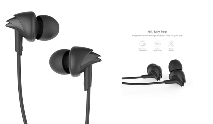 UiiSii C200 in ear Sports Headphone with Mic for Smartphones - Black