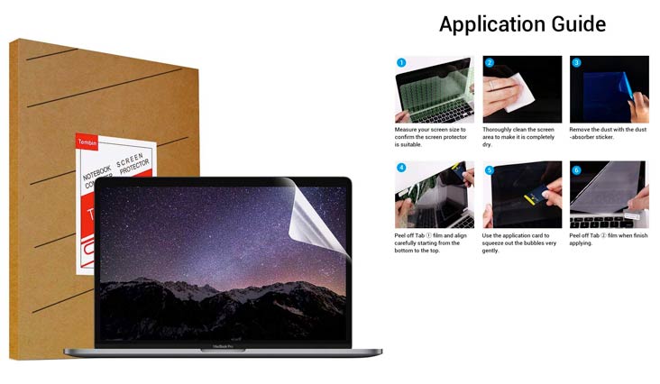 Tembin High Definition Scratch Proof Laptop Screen Portector for MacBook Pro 13.3" Anti-Glare Ultra-thin 0.15mm Glossy Screen Guard Film Cover ( 318.5 x 212mm )