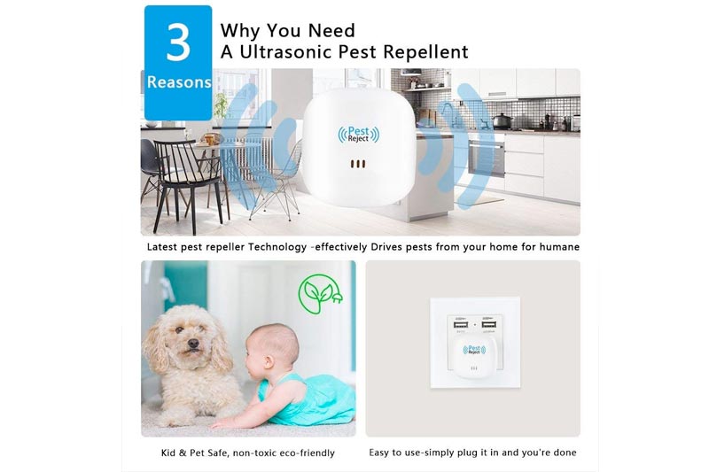 Ultrasonic Pest Repeller Electronic Pest Control Repellent Reject Plug in for Insect by, Mouse, Rats, Spiders, Fleas, Roaches, Bed Bugs, Mosquitoes, Eco-Friendly, Human & Pet Safe(4 Pack)