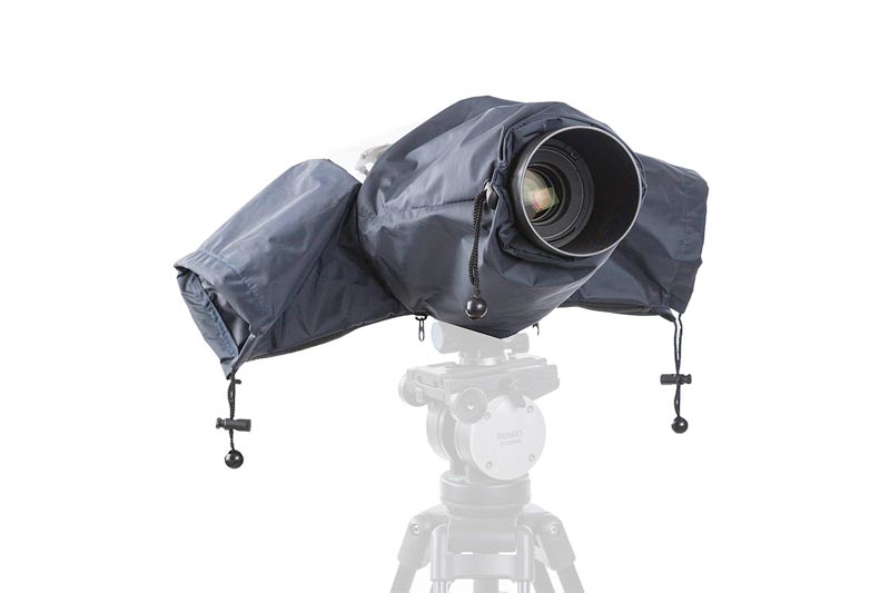  Movo CRC01DB Waterproof Nylon Rain Cover with Enclosed Hand Sleeves for Canon EOS, Nikon, Sony, Olympus, Pentax and Panasonic DSLR Cameras (Dark Blue)