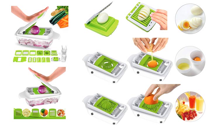 Lovkitchen Vegetable Chopper Dicer Slicer Cutter-Fruit & Vegetable Tools, Slicers for Fruits and Vegetables/Onion Salad Adjustable Stainless Steel Mandoline Food Salad Chopper